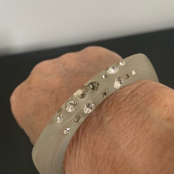 Lucite Bangle with Rhinestones - Picture 4 of 4